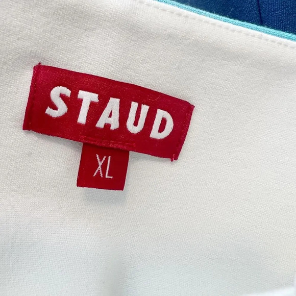 STAUD Dakota Tube Top NWT Colorblock Strapless Crop Twilight & Amalfi White XL - Picture 4 of 5